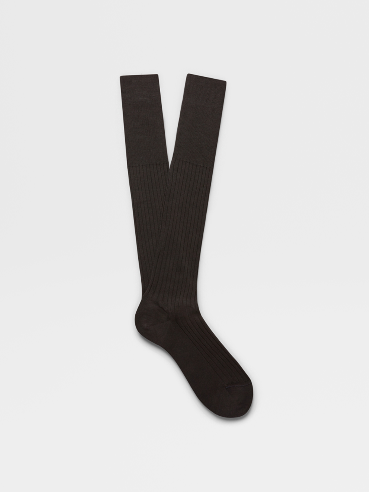 Dark Grey Cotton Ribbed Knee Socks